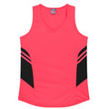 TASMAN LADY SINGLETS - NEON PINK/BLACK