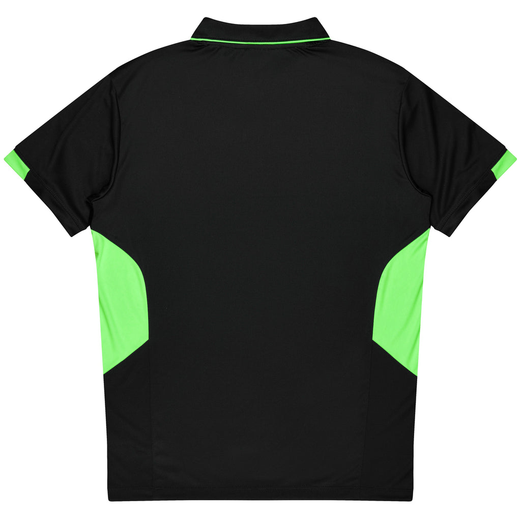 TASMAN KIDS POLOS - BLACK/NEON GREEN