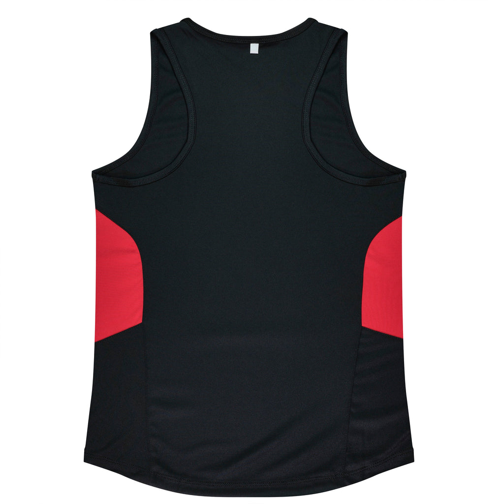 TASMAN LADY SINGLETS - BLACK/RED