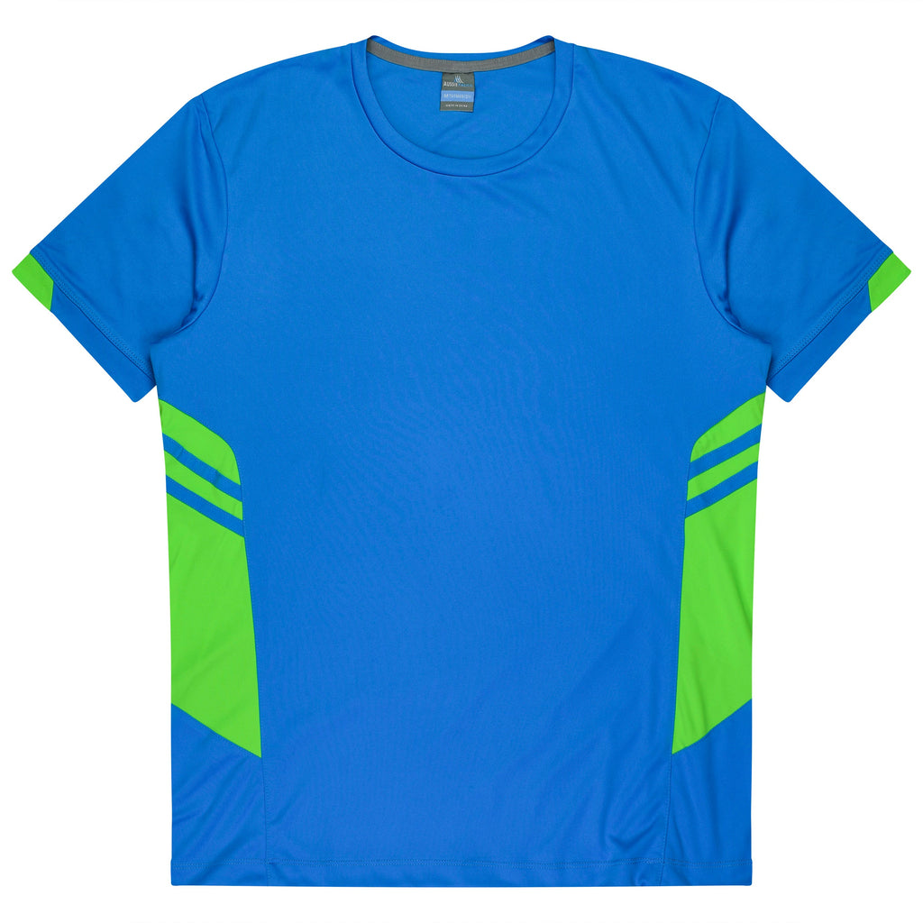 TASMAN KIDS TEES - CYAN/NEON GREEN