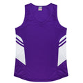 TASMAN LADY SINGLETS - PURPLE/WHITE
