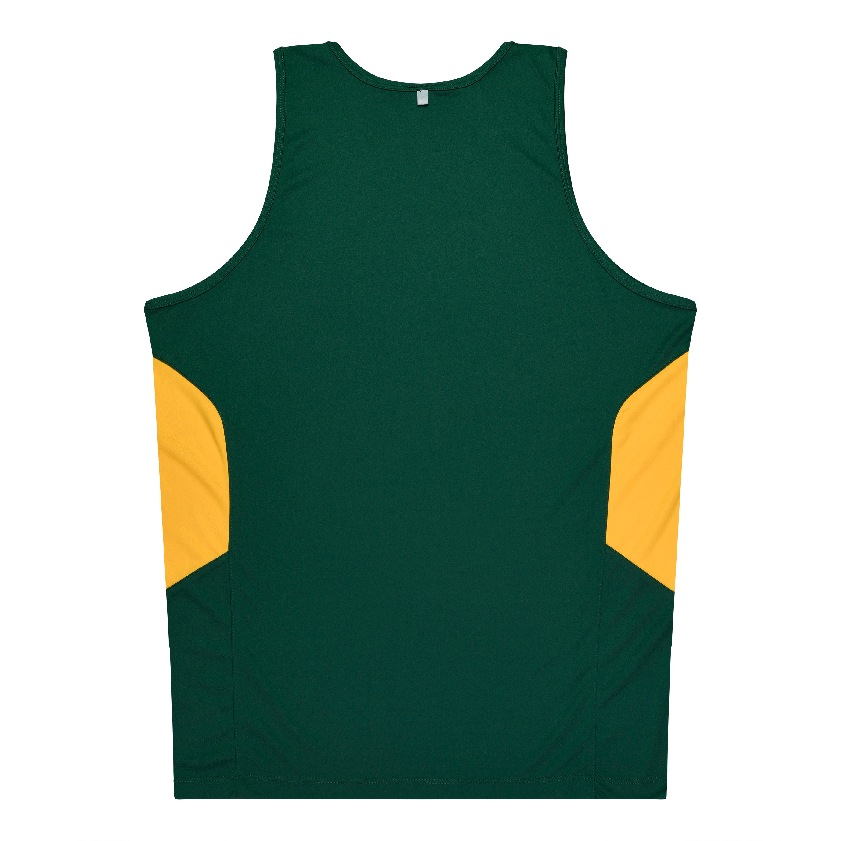 TASMAN MENS SINGLETS - BOTTLE/GOLD