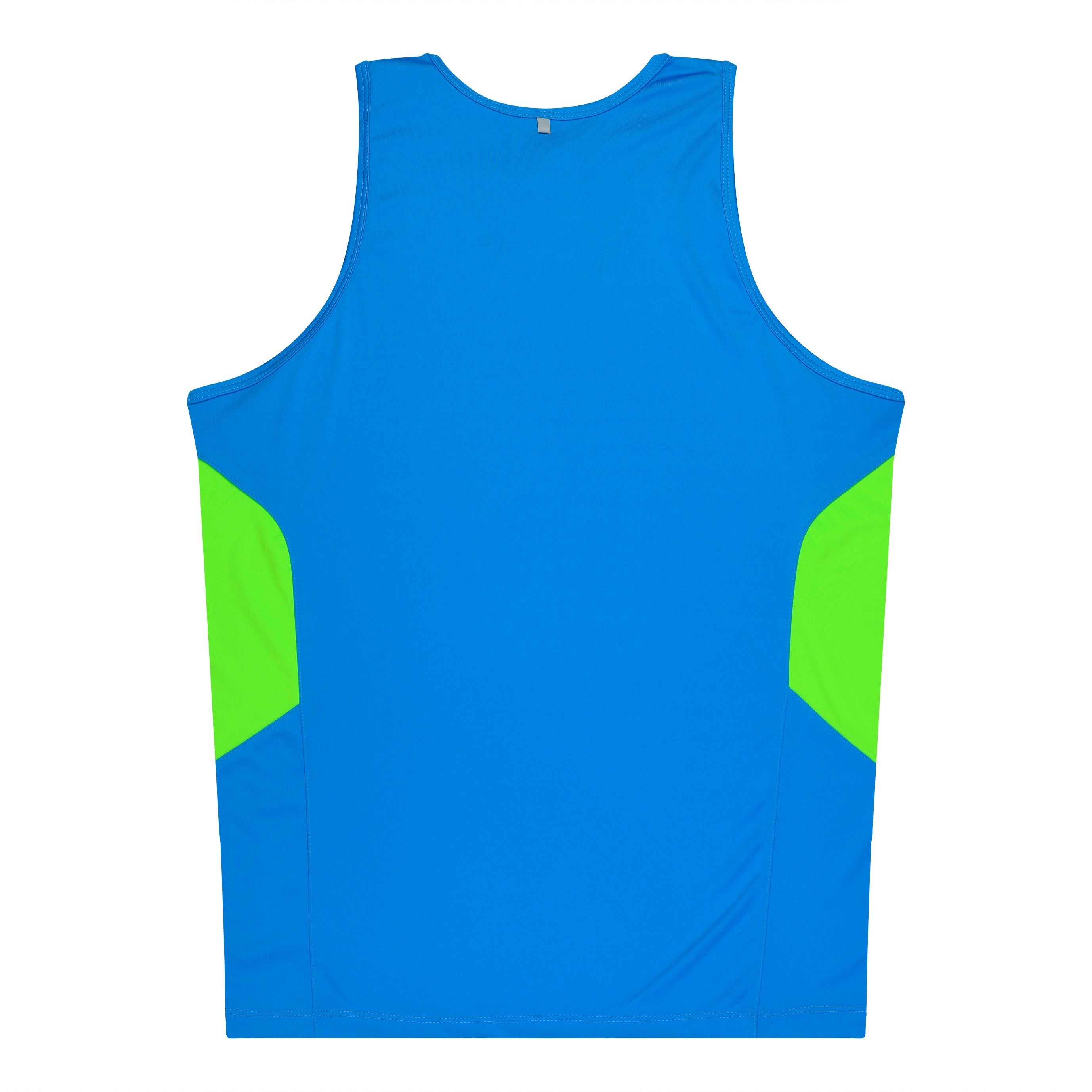 TASMAN KIDS SINGLETS - CYAN/NEON GREEN