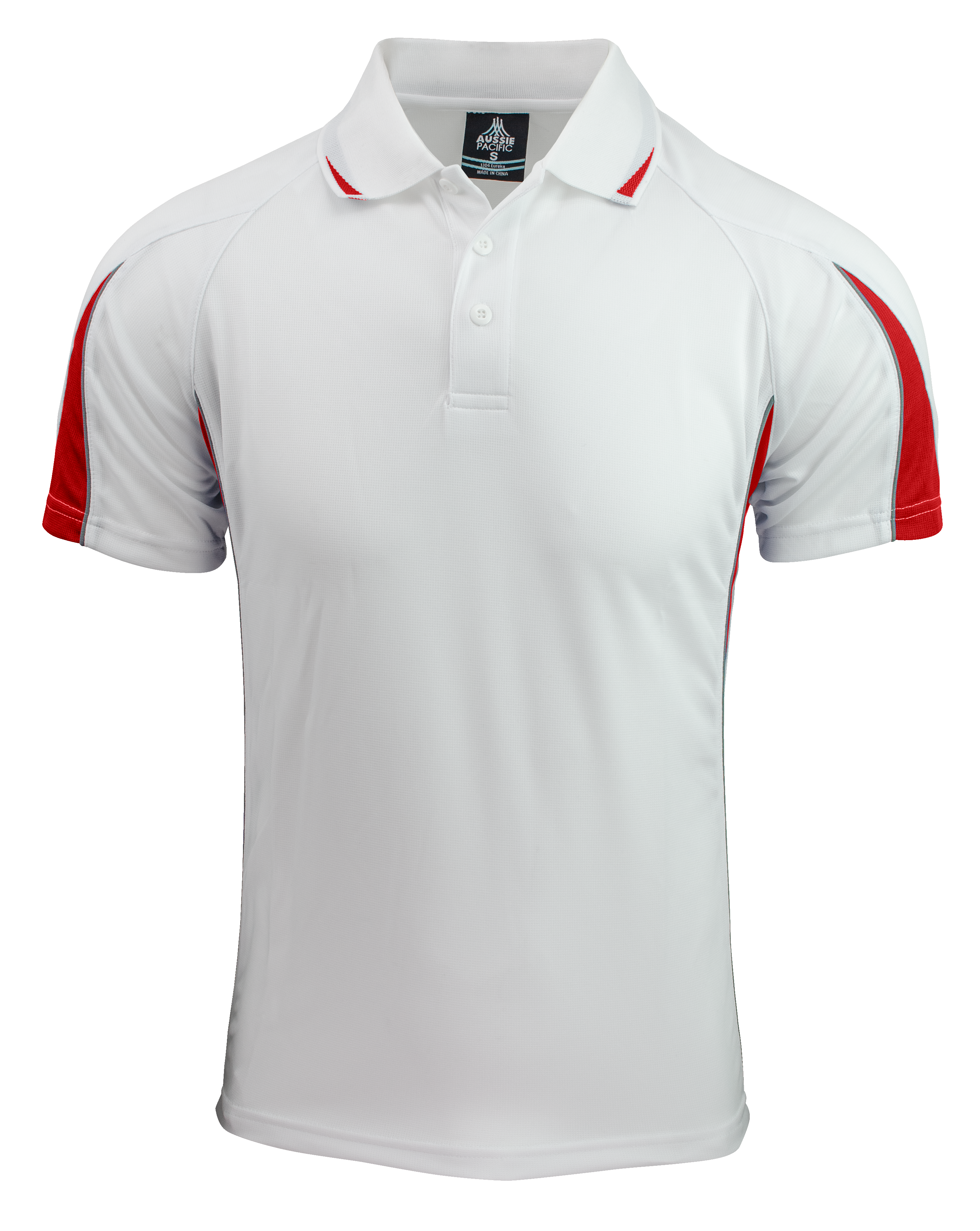 EUREKA MENS POLOS - WHITE/RED