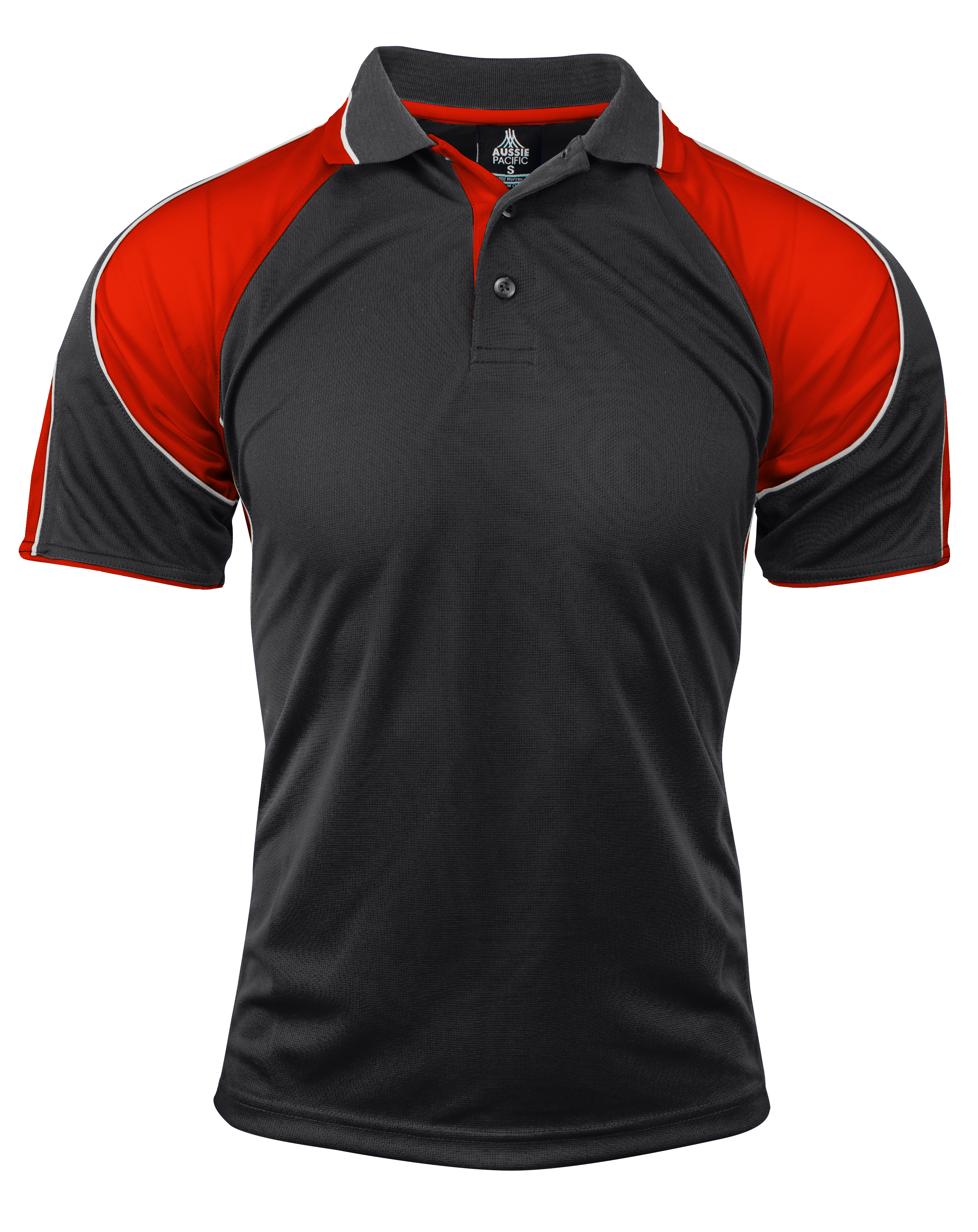 MURRAY MENS POLOS - BLACK/RED