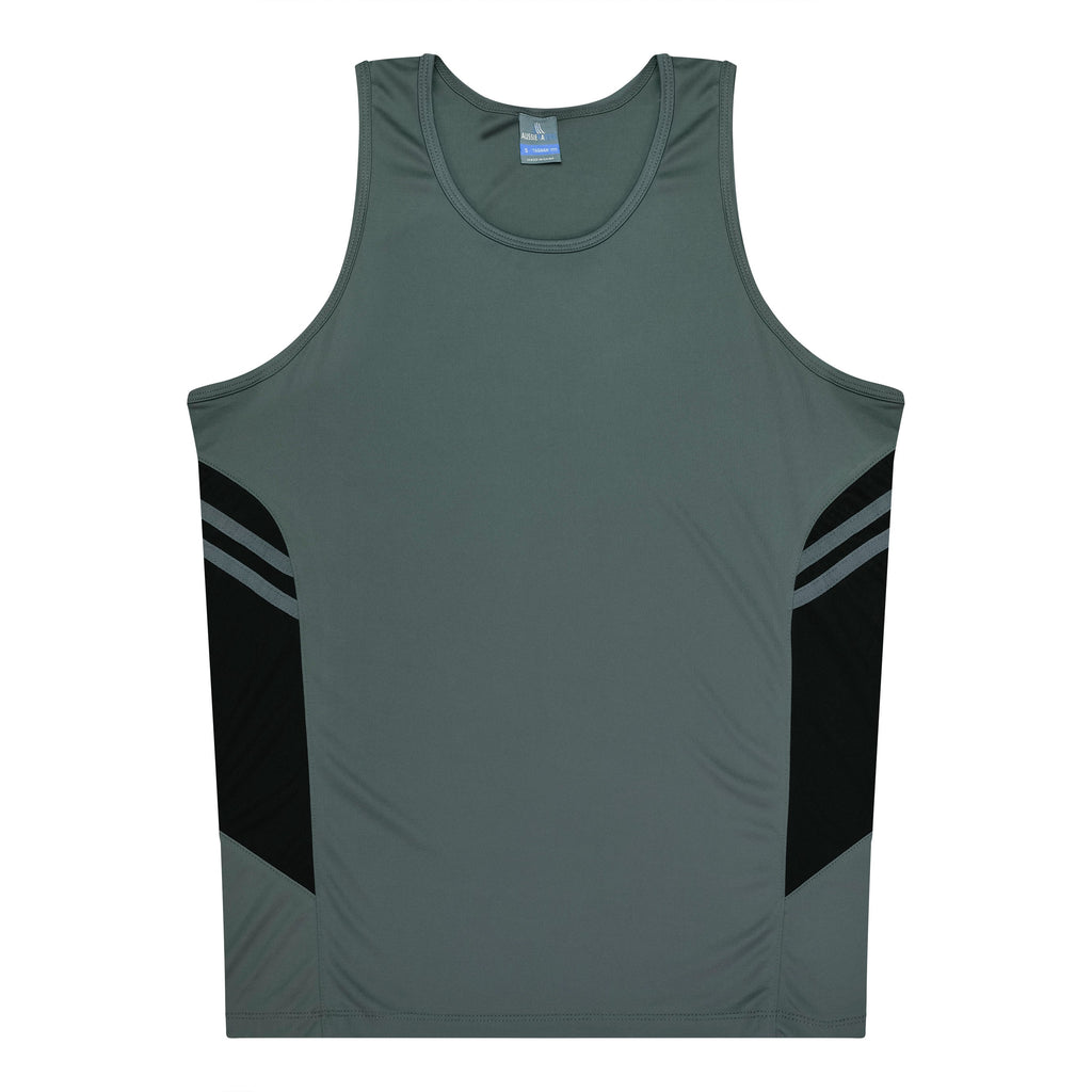 TASMAN MENS SINGLETS - ASHE/BLACK
