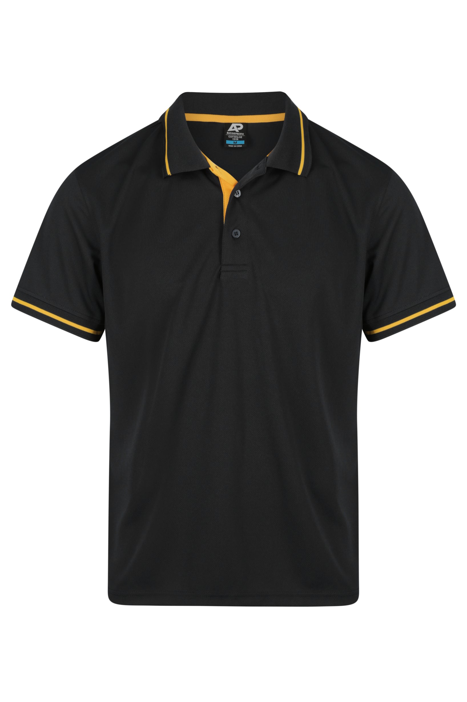 COTTESLOE MENS POLOS - BLACK/GOLD
