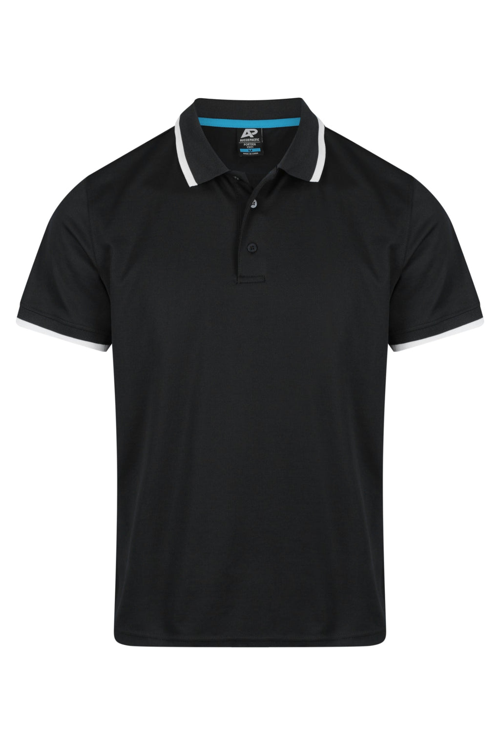 PORTSEA MENS POLOS - BLACK/WHITE