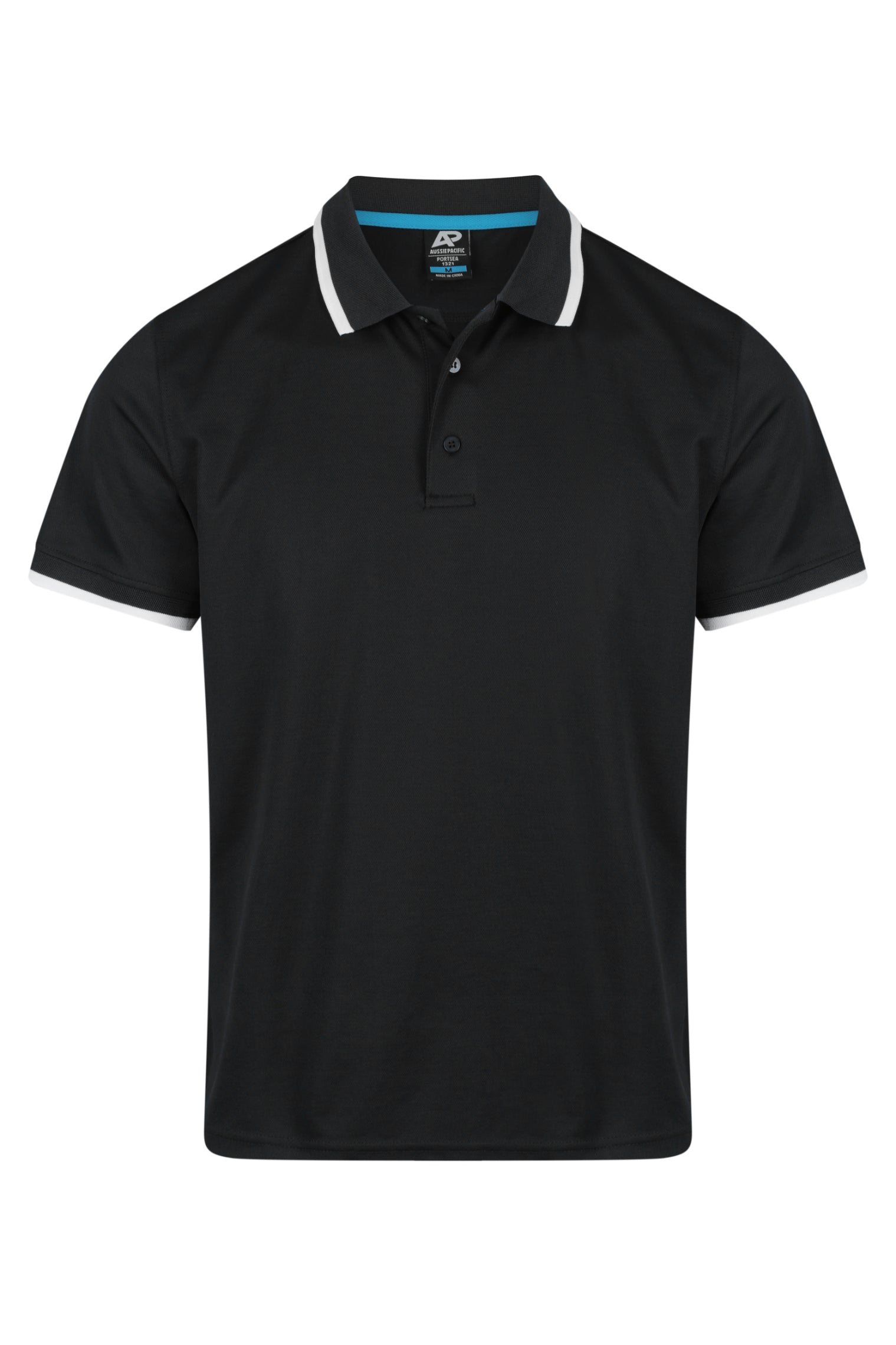 PORTSEA MENS POLOS - BLACK/WHITE