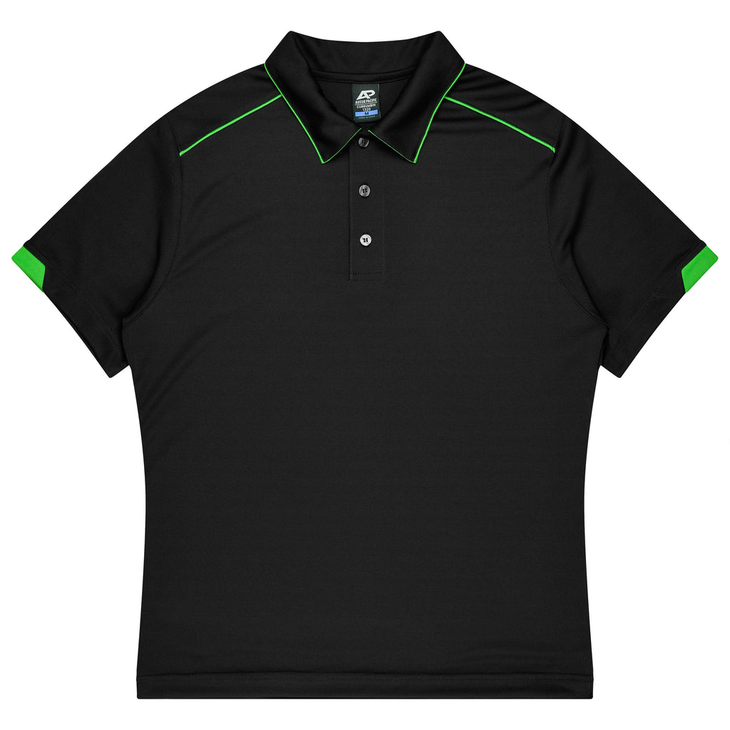 CURRUMBIN KIDS POLOS - BLACK/KAWA GREEN