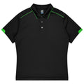 CURRUMBIN KIDS POLOS - BLACK/KAWA GREEN