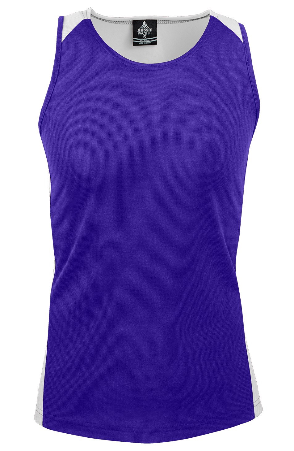 PREMIER MENS SINGLETS - PURPLE/WHITE