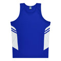 TASMAN MENS SINGLETS - ROYAL/WHITE