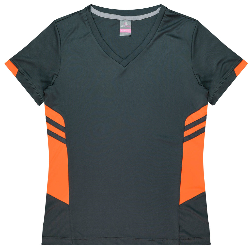 TASMAN LADY TEES - SLATE/NEON ORANGE