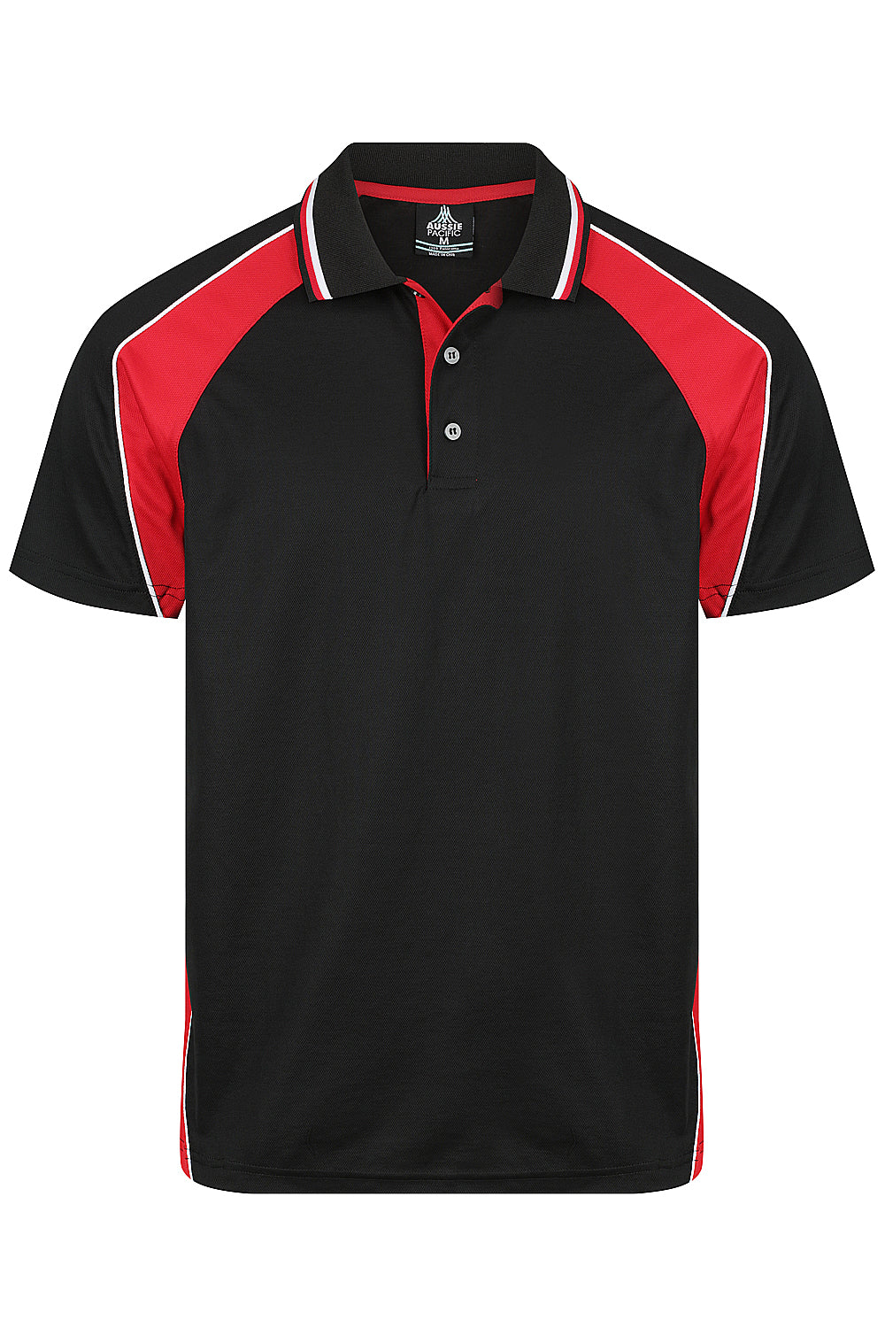 PANORAMA MENS POLOS - BLACK/RED/WHITE
