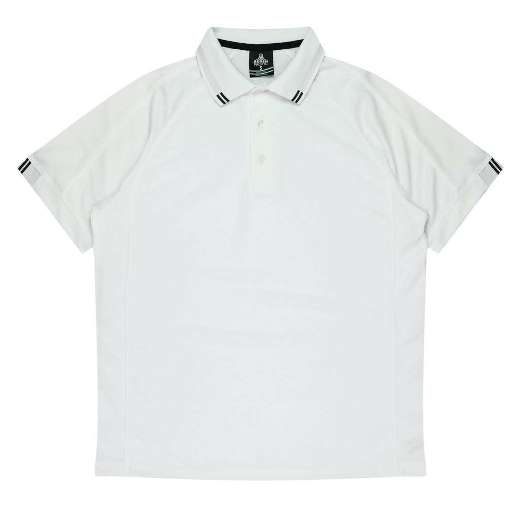 FLINDERS MENS POLOS - WHITE/BLACK