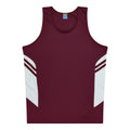 TASMAN MENS SINGLETS - MAROON/WHITE