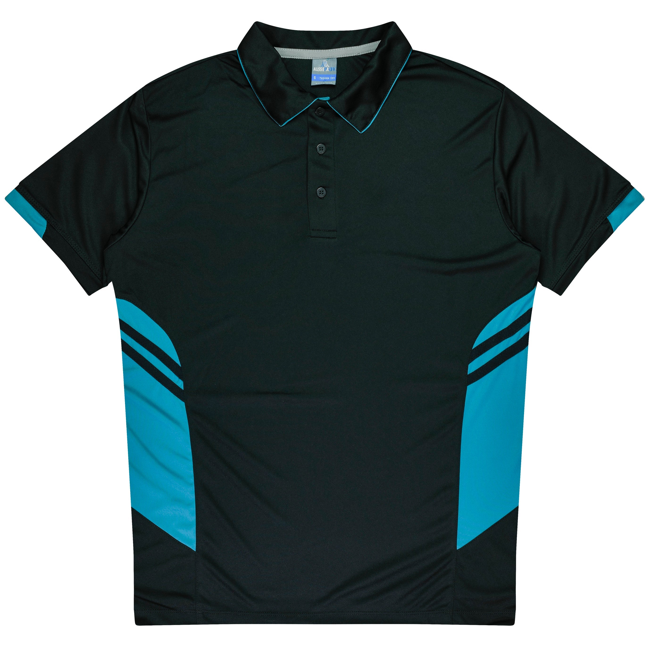 TASMAN KIDS POLOS - BLACK/TEAL