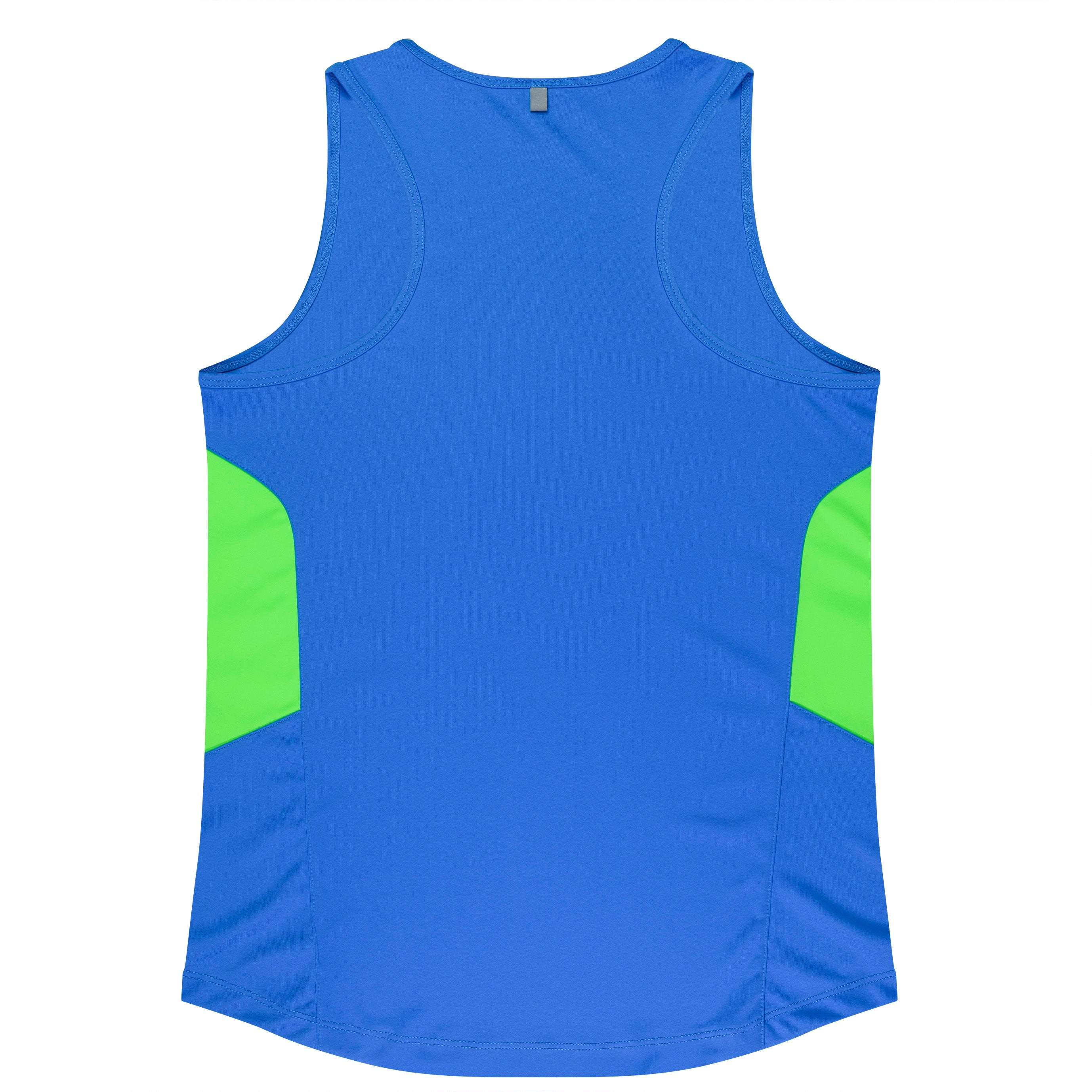 TASMAN LADY SINGLETS - CYAN/NEON GREEN