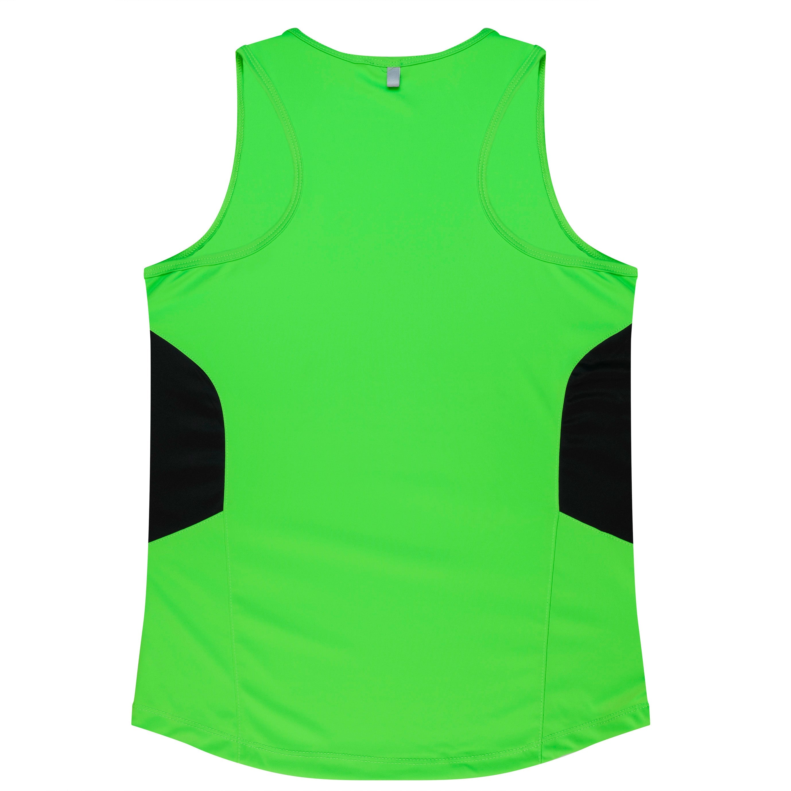 TASMAN LADY SINGLETS - NEON GREEN/BLACK