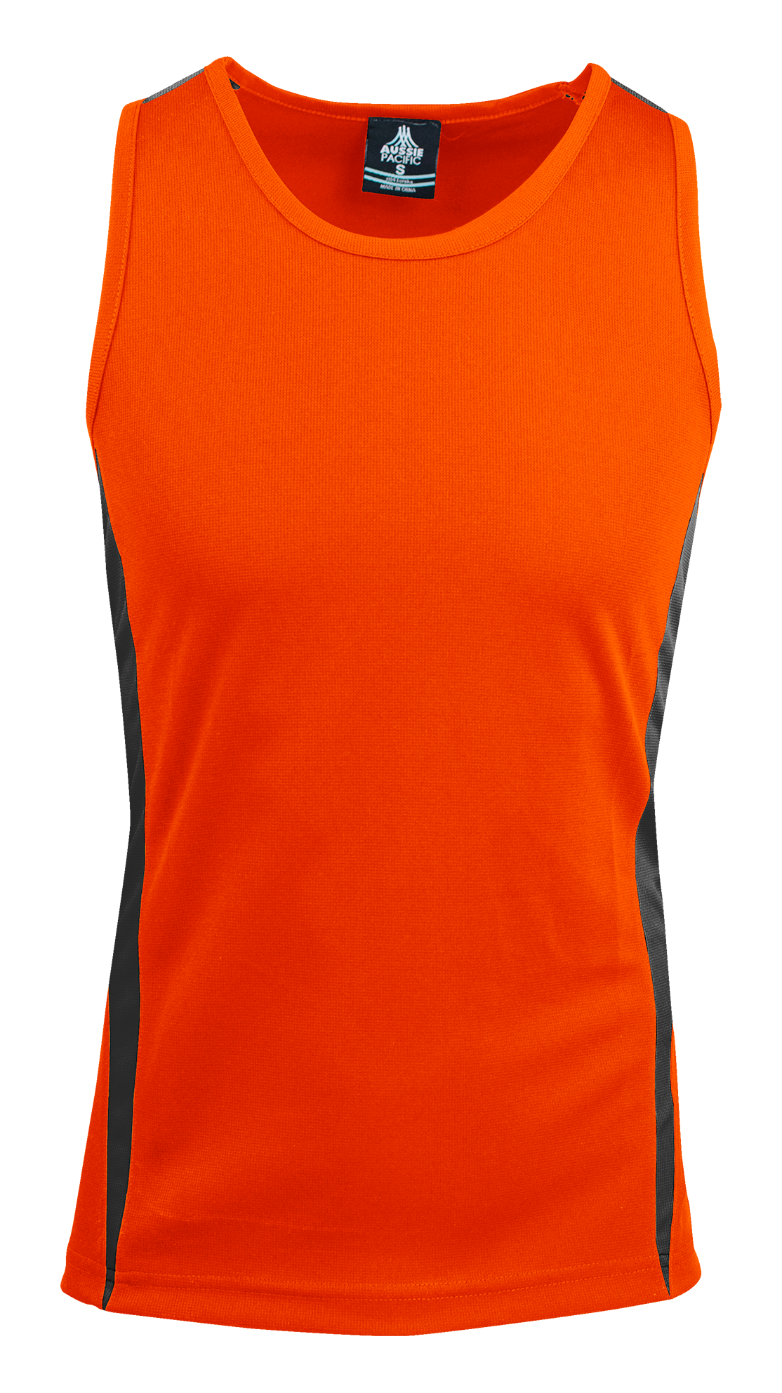 EUREKA MENS SINGLETS - ORANGE/CHARCOAL