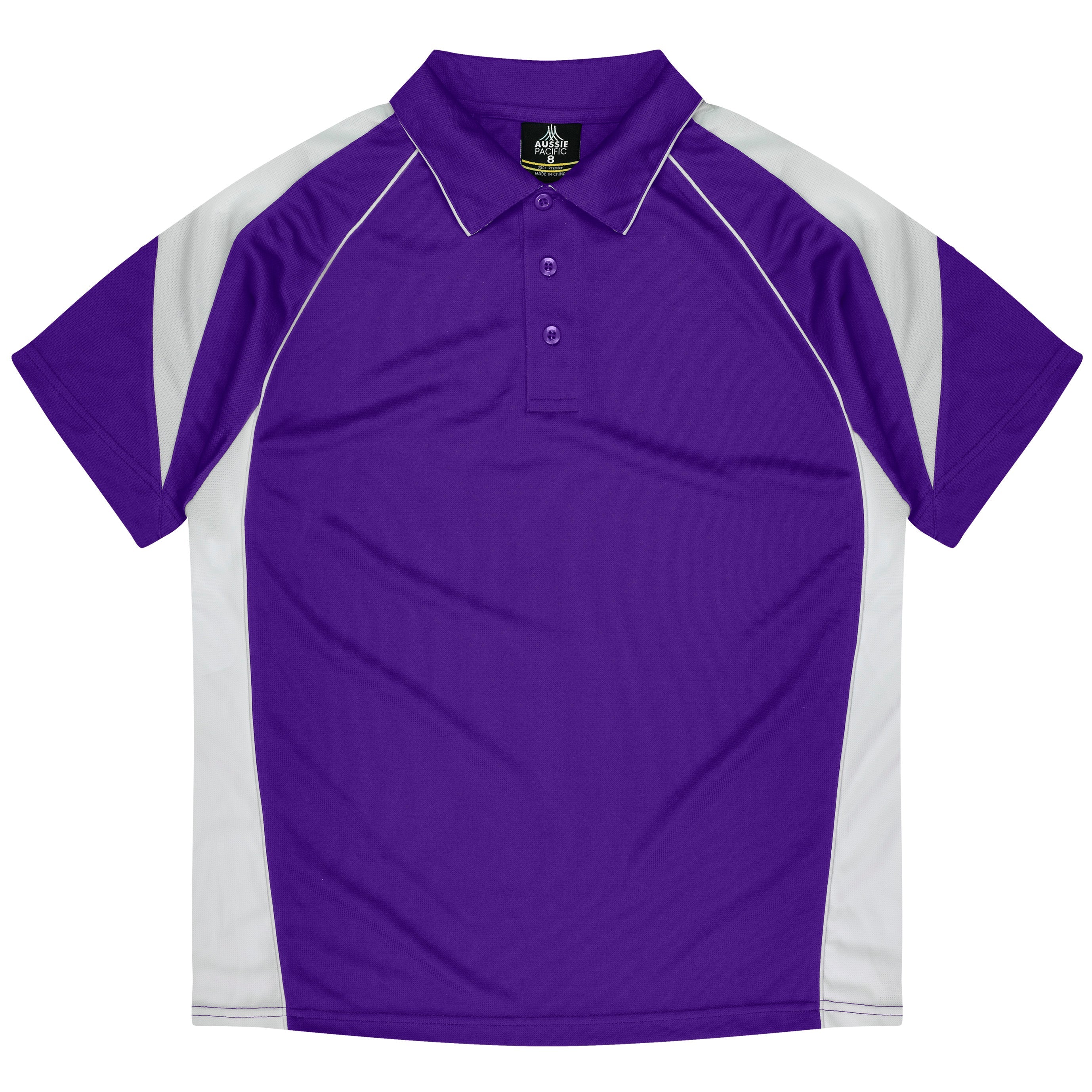 PREMIER KIDS POLOS - PURPLE/WHITE