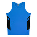 TASMAN MENS SINGLETS - CYAN/BLACK