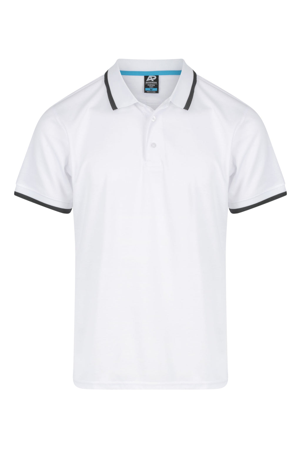 PORTSEA MENS POLOS - WHITE/SLATE