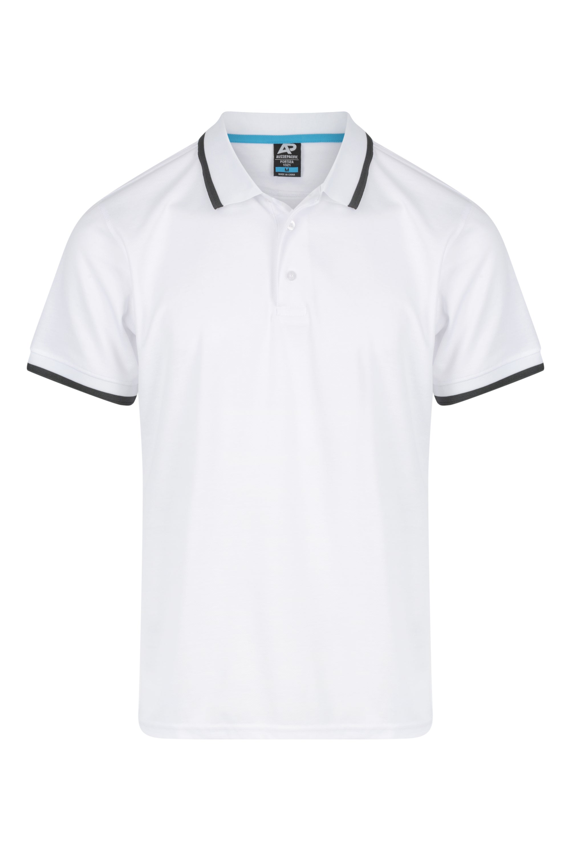 PORTSEA MENS POLOS - WHITE/SLATE