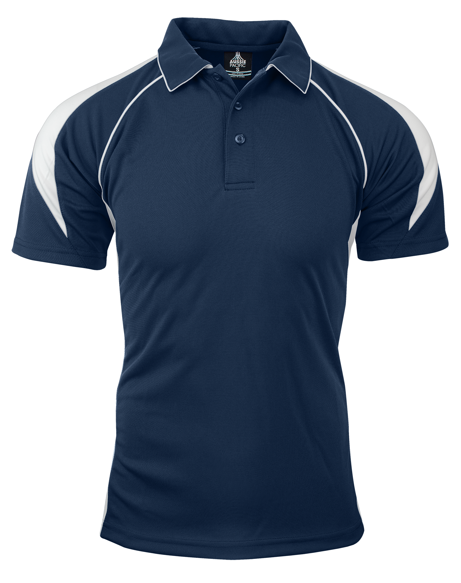 PREMIER MENS POLOS - NAVY/WHITE