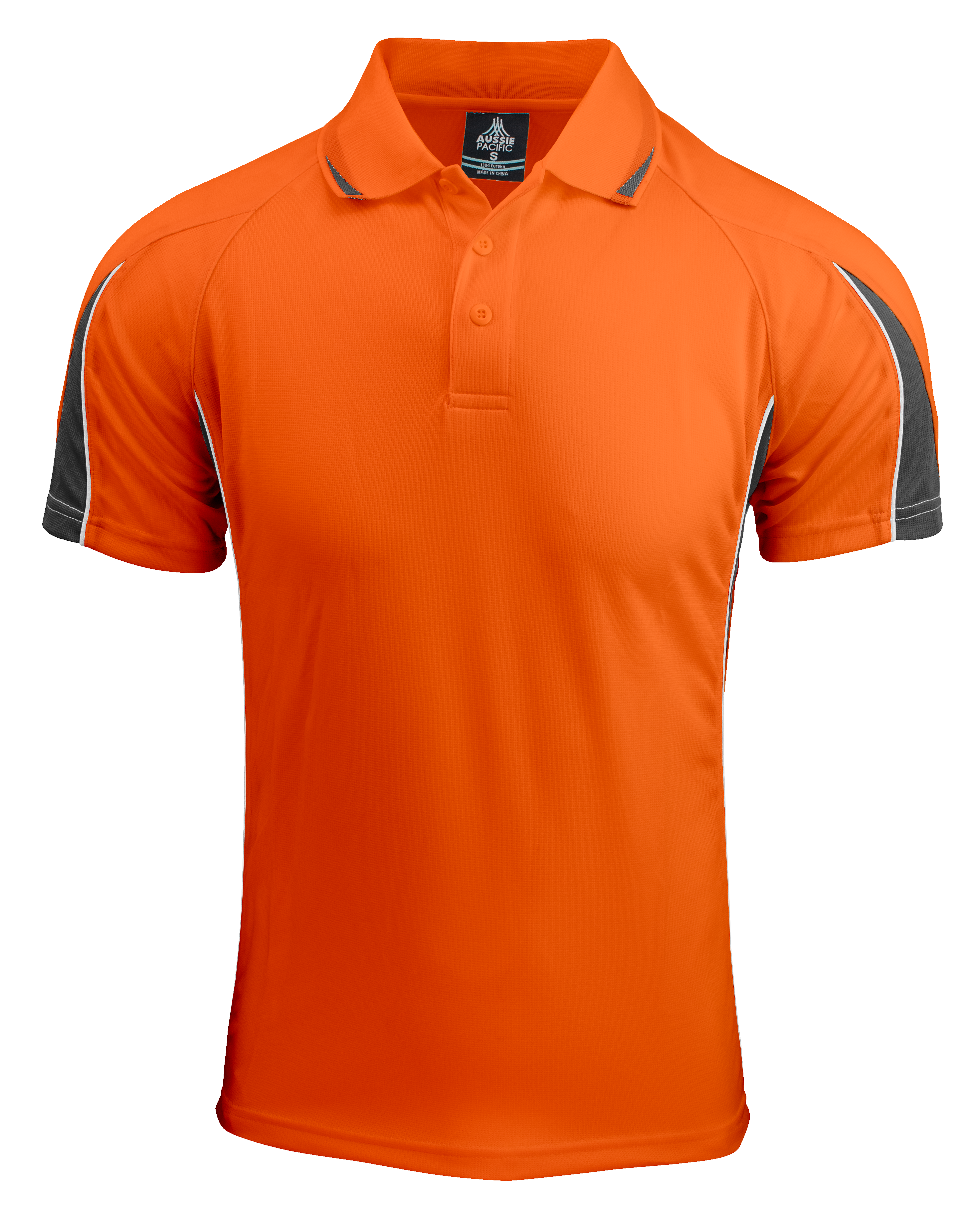 EUREKA MENS POLOS - ORANGE/CHARCOAL