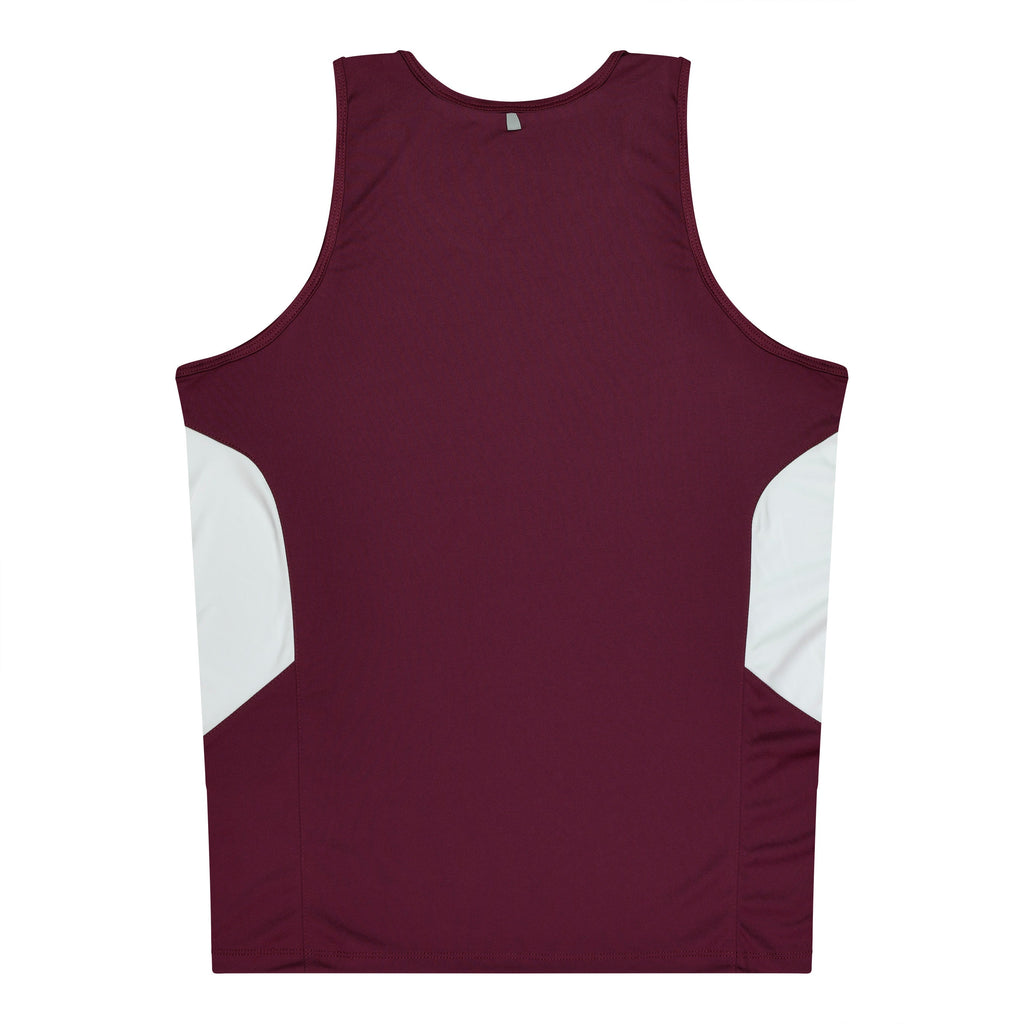 TASMAN KIDS SINGLETS - MAROON/WHITE