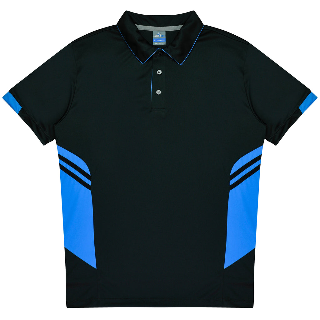 TASMAN KIDS POLOS - BLACK/CYAN