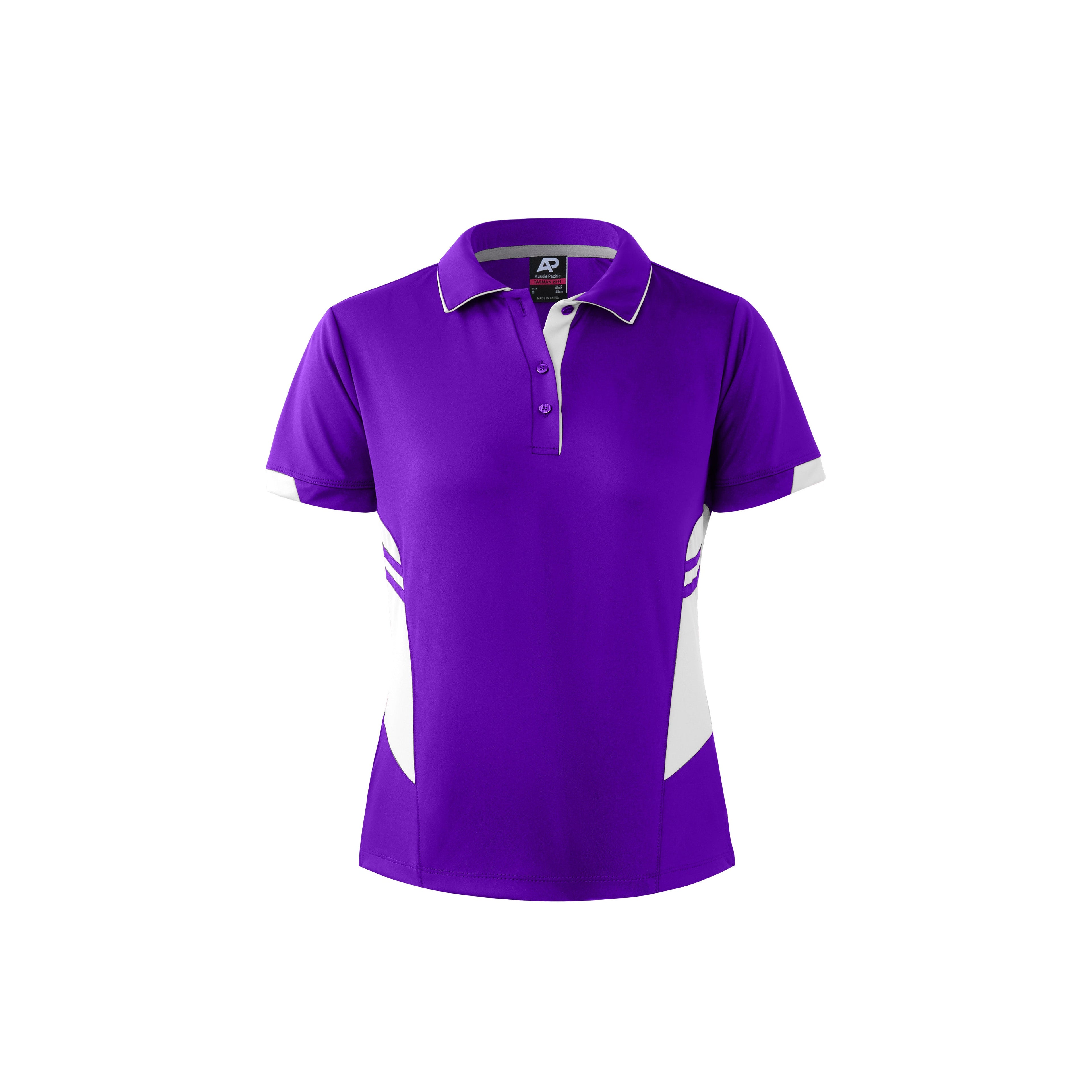TASMAN LADY POLOS - PURPLE/WHITE