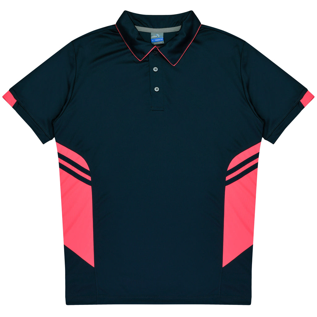 TASMAN KIDS POLOS - NAVY/NEON PINK
