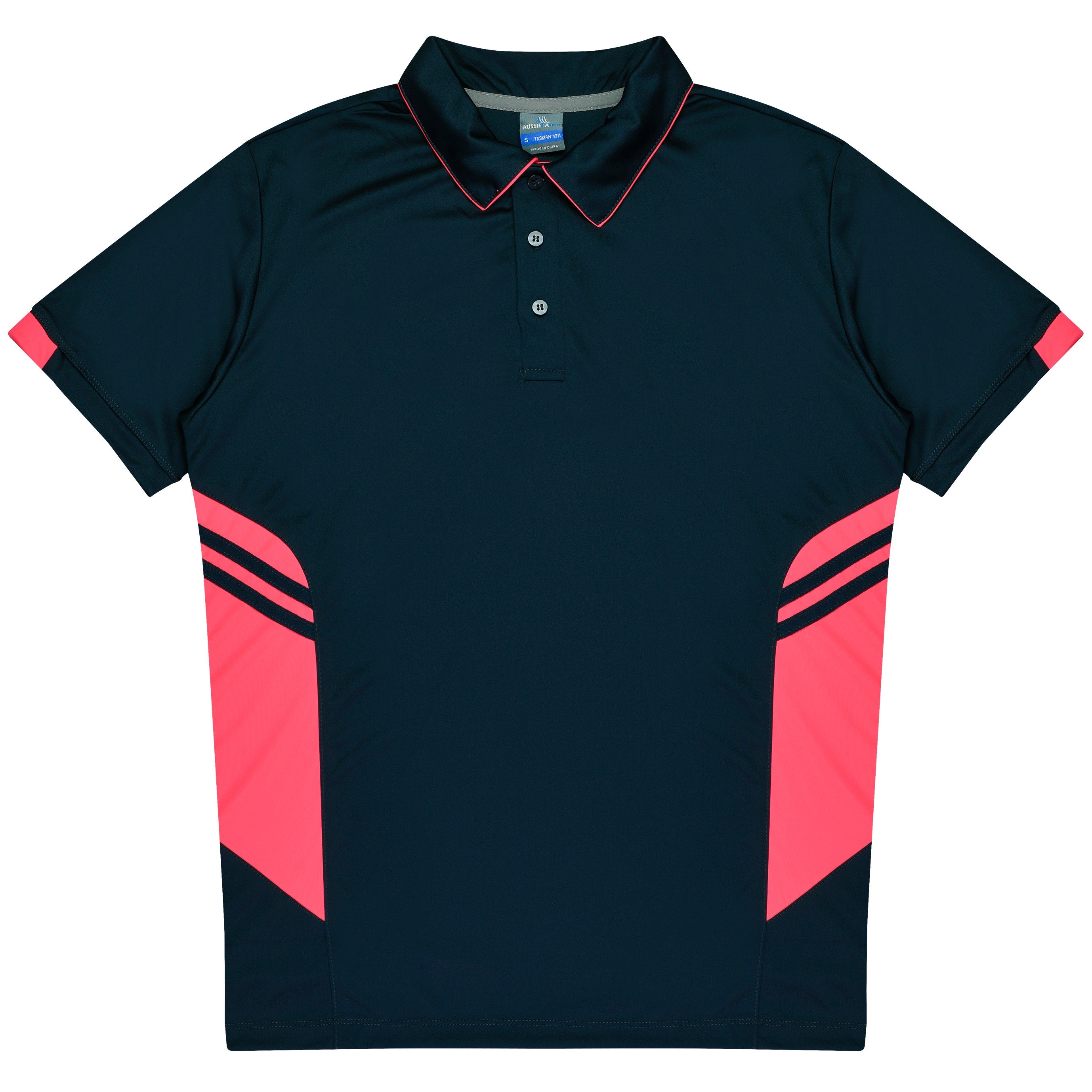 TASMAN KIDS POLOS - NAVY/NEON PINK