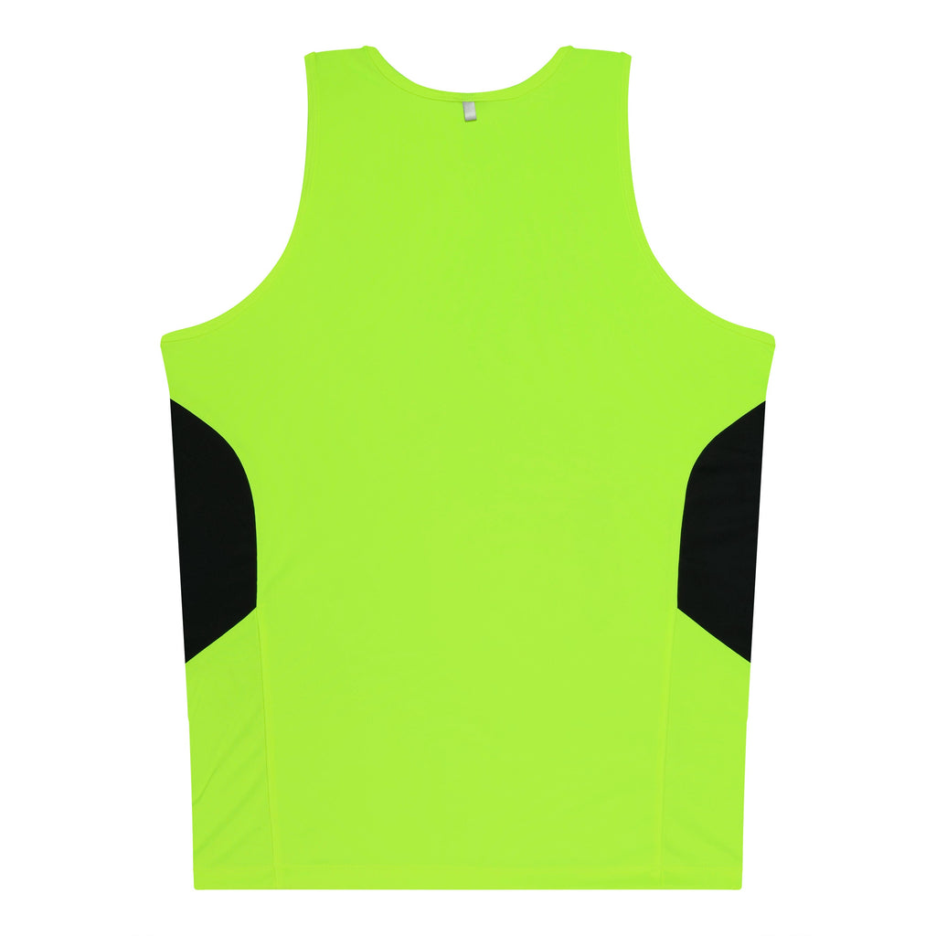TASMAN MENS SINGLETS - NEON YELLOW/BLACK