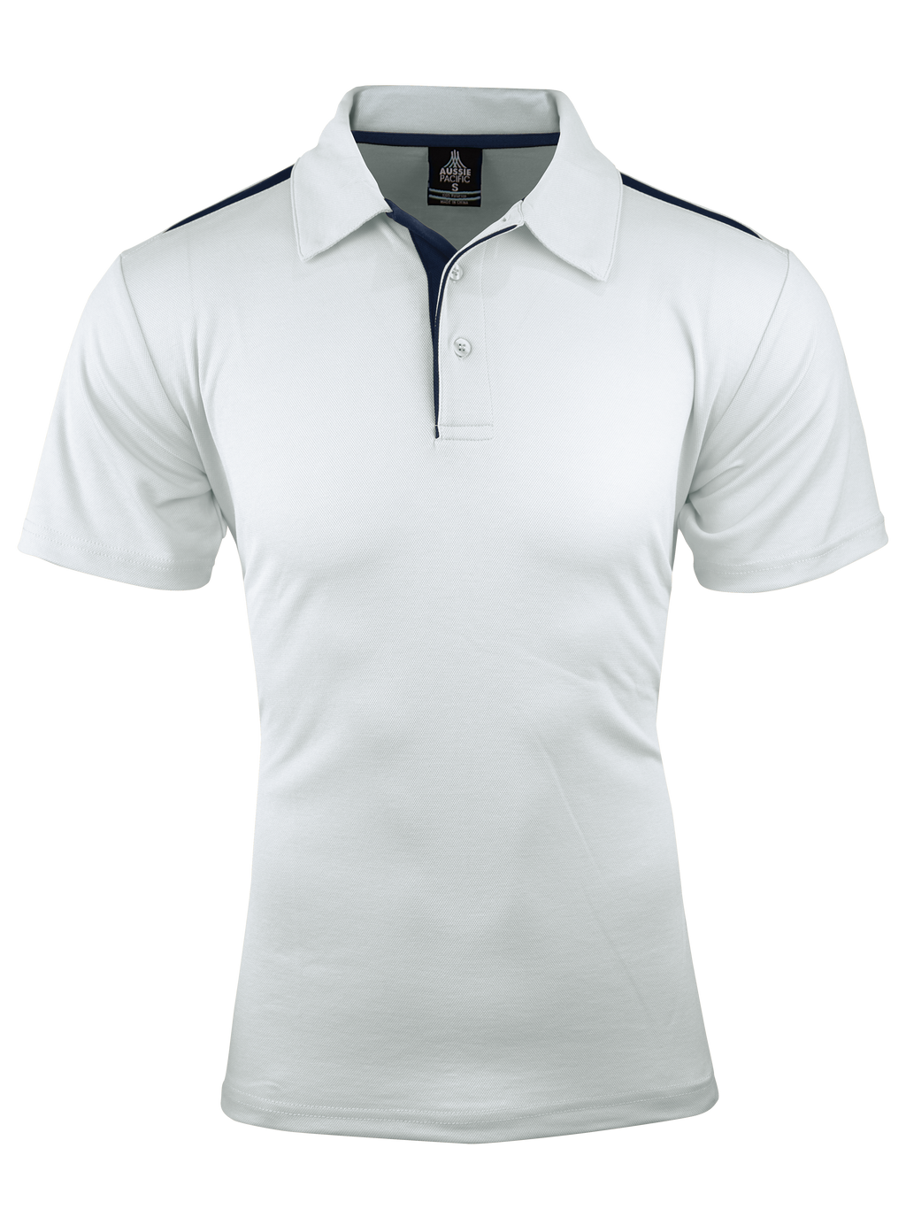 PATERSON MENS POLOS - WHITE/NAVY