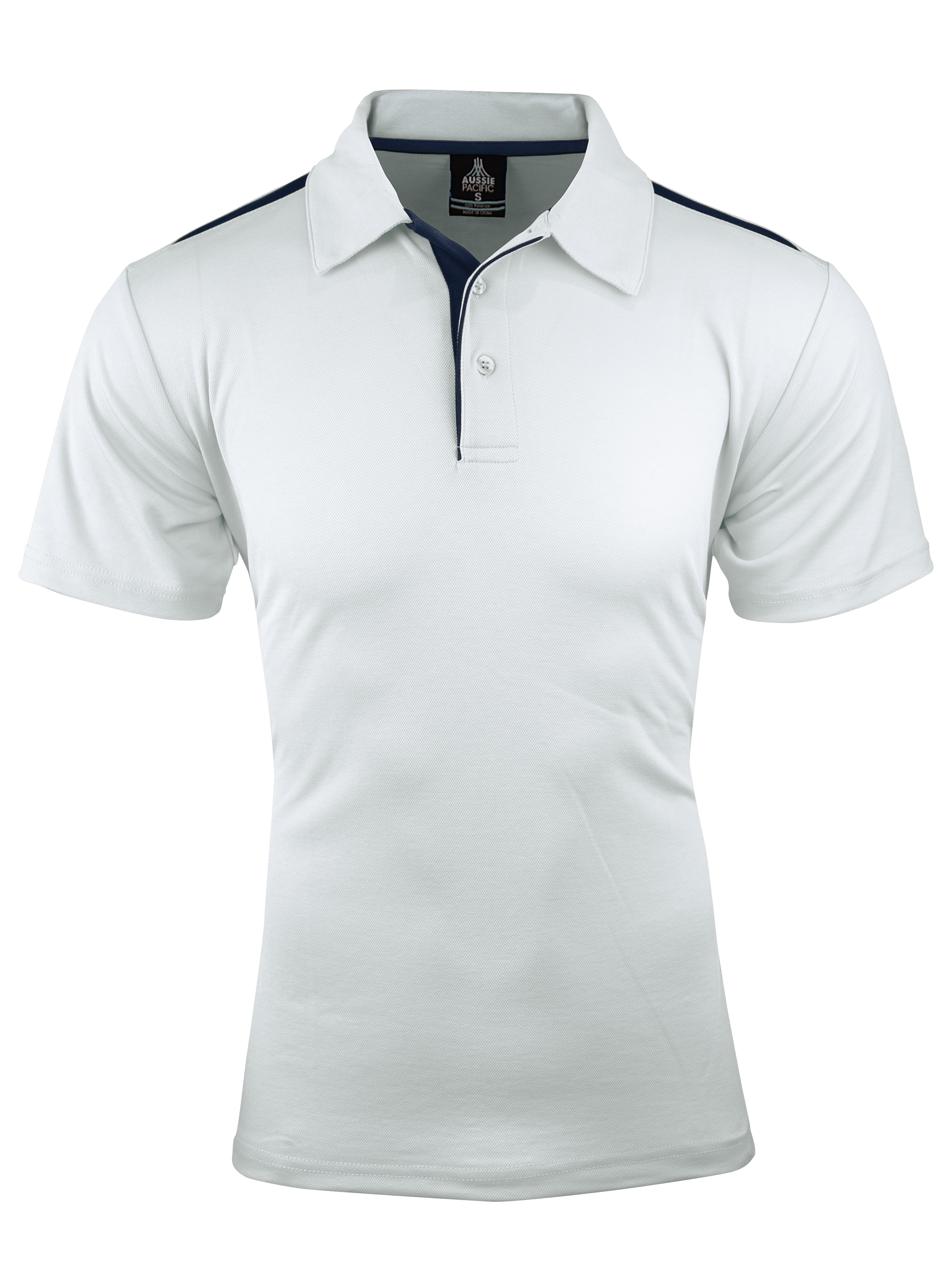 PATERSON MENS POLOS - WHITE/NAVY