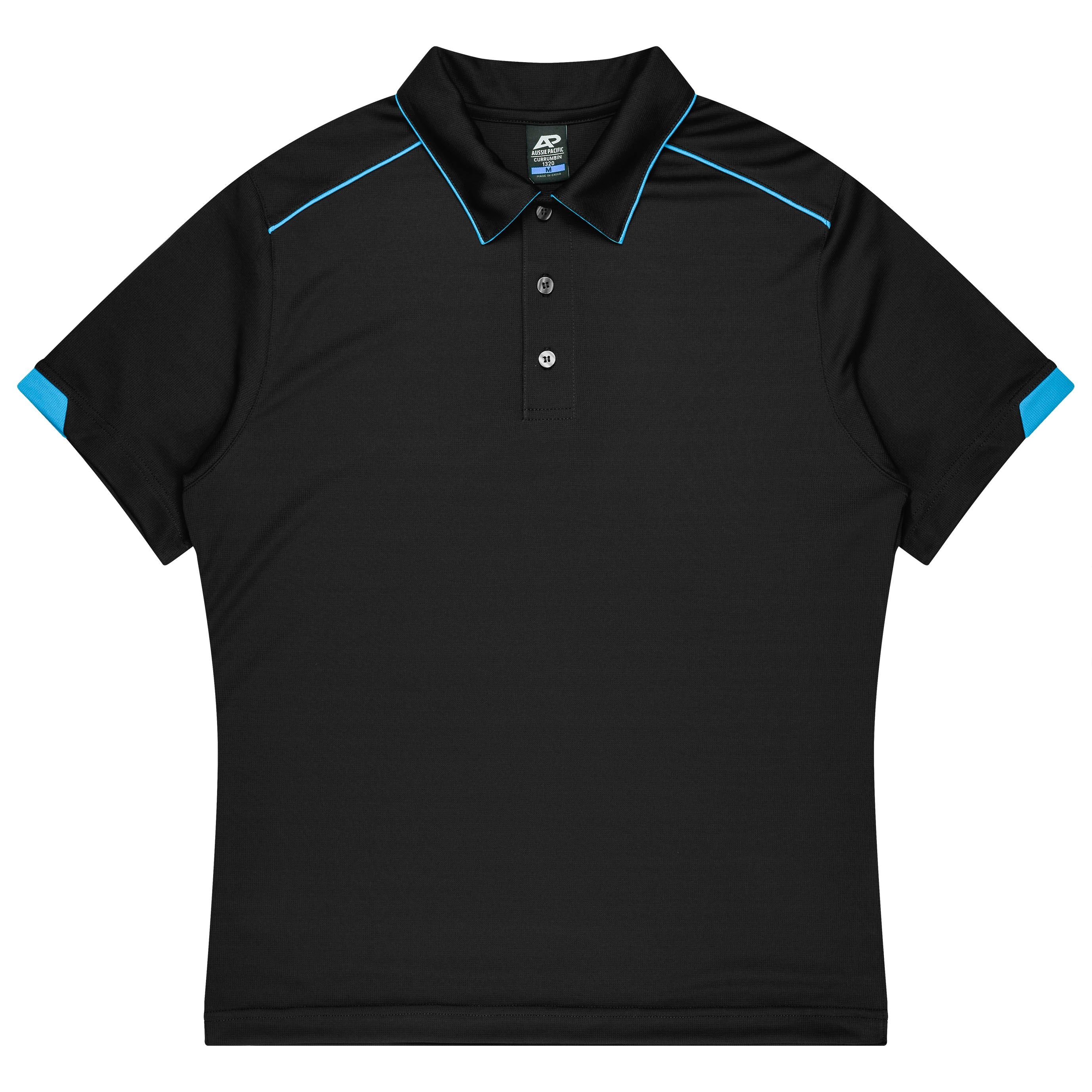 CURRUMBIN KIDS POLOS - BLACK/CYAN