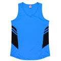 TASMAN LADY SINGLETS - CYAN/BLACK