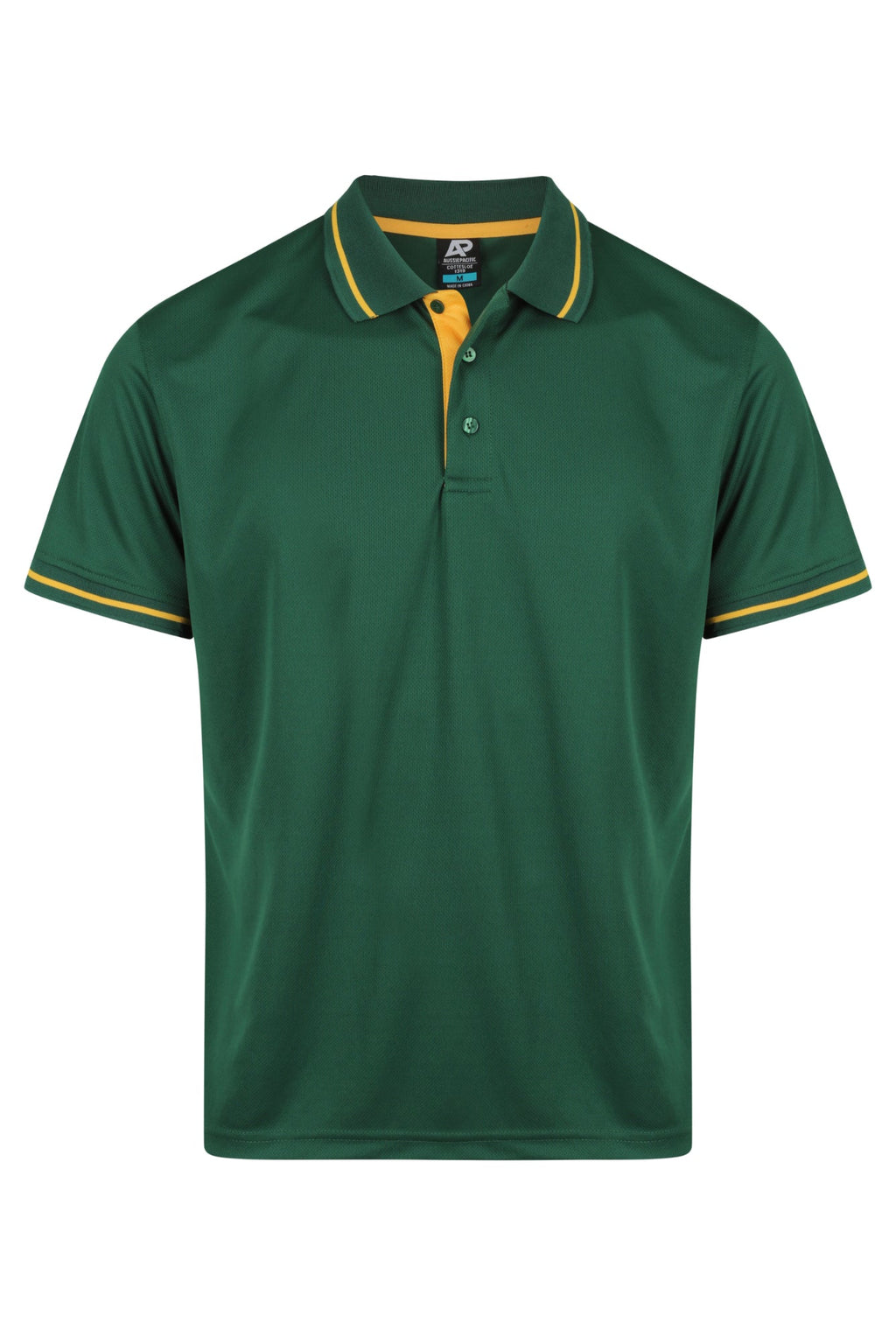 COTTESLOE MENS POLOS - BOTTLE/GOLD