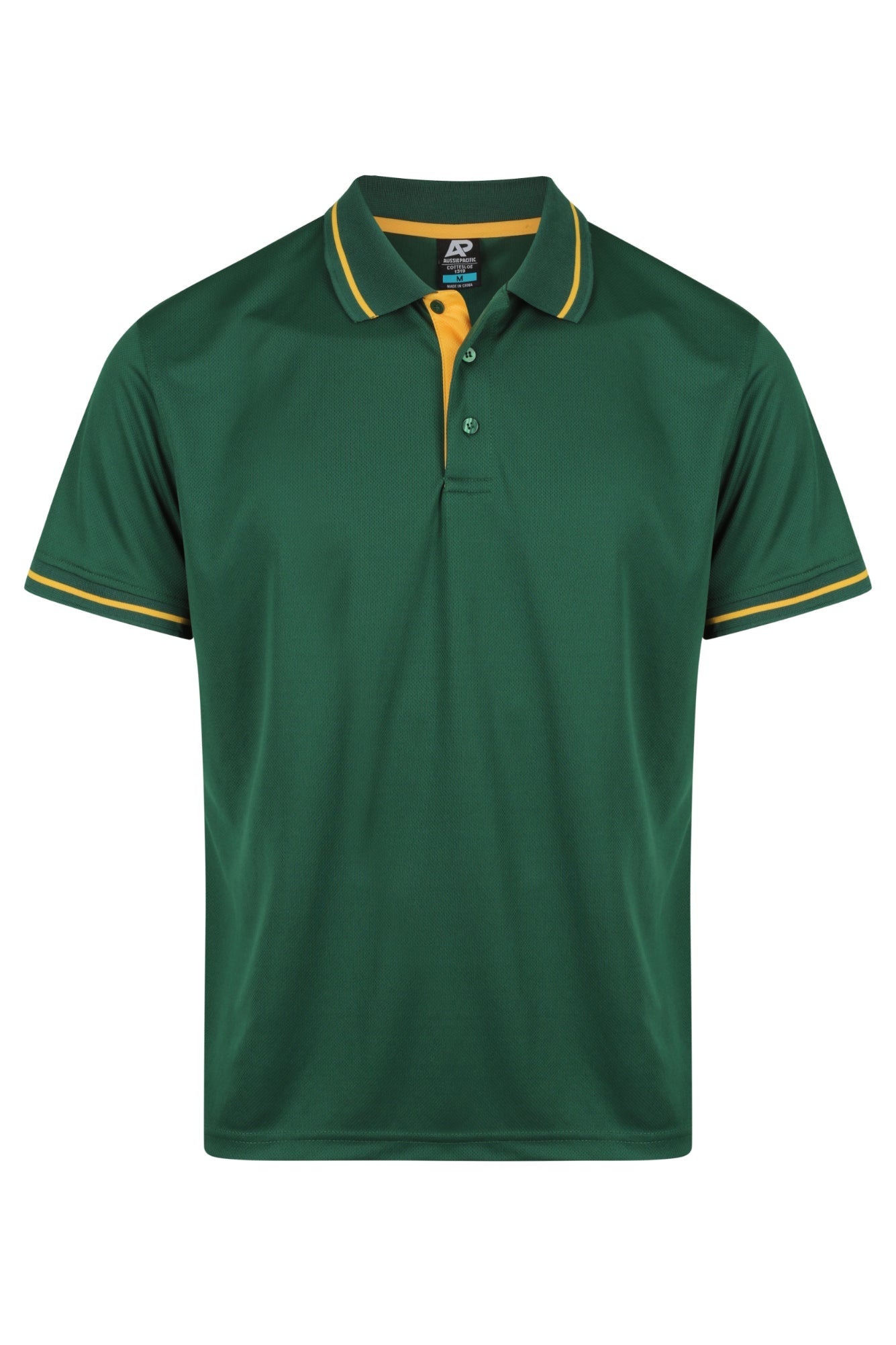 COTTESLOE MENS POLOS - BOTTLE/GOLD