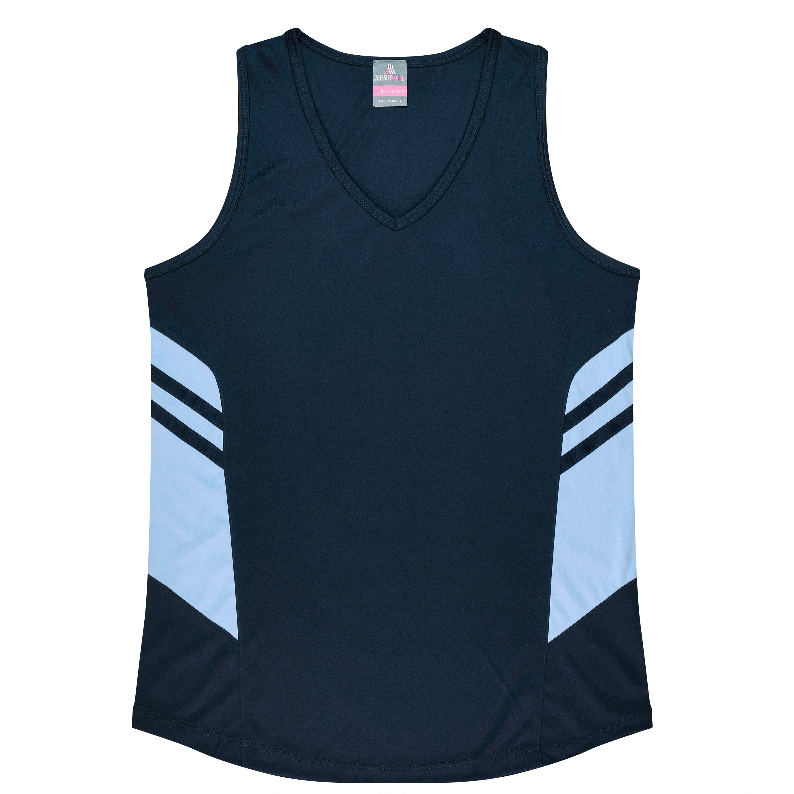 TASMAN LADY SINGLETS - NAVY/SKY