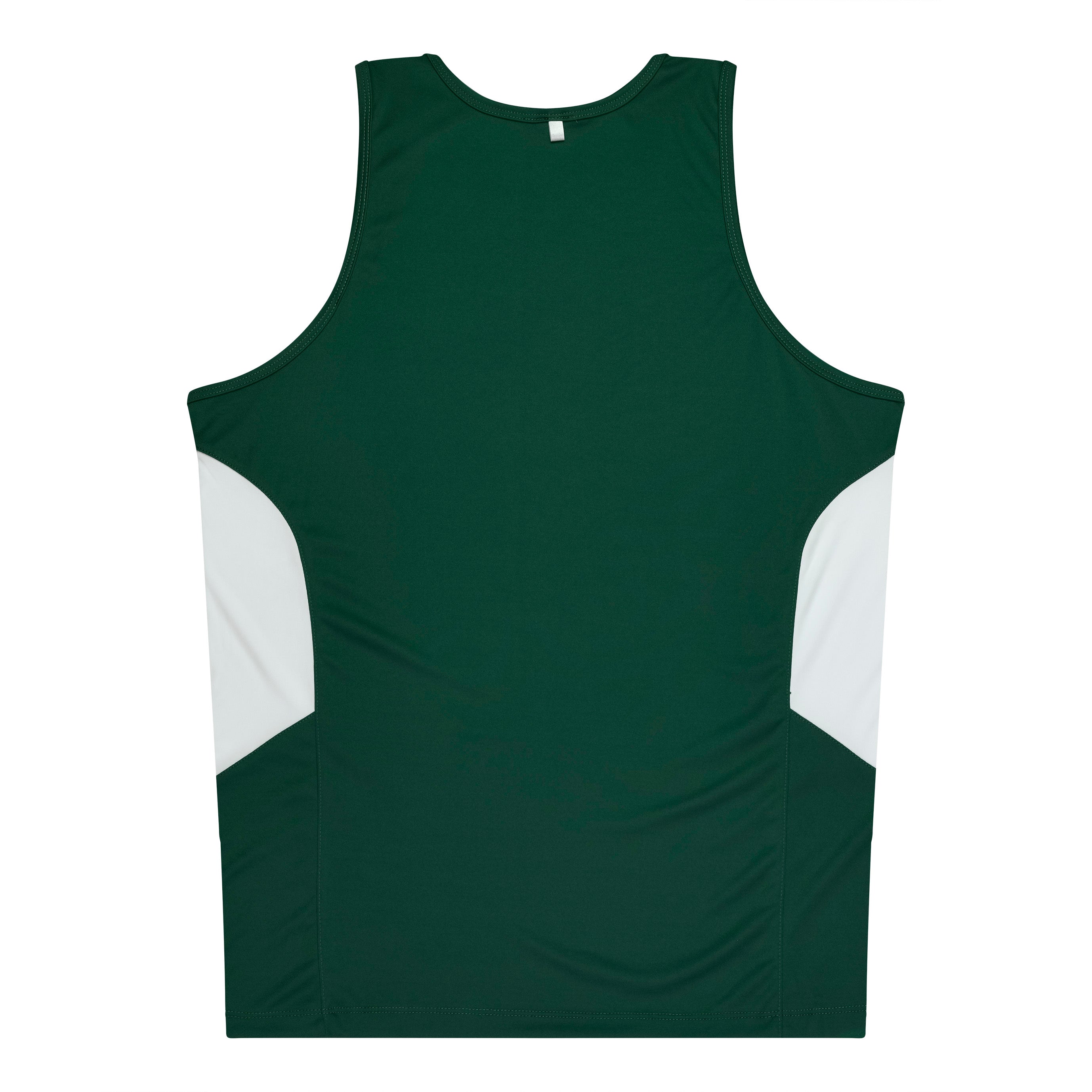 TASMAN MENS SINGLETS - BOTTLE/WHITE