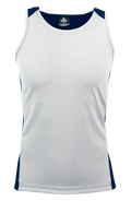 PREMIER MENS SINGLETS - WHITE/NAVY