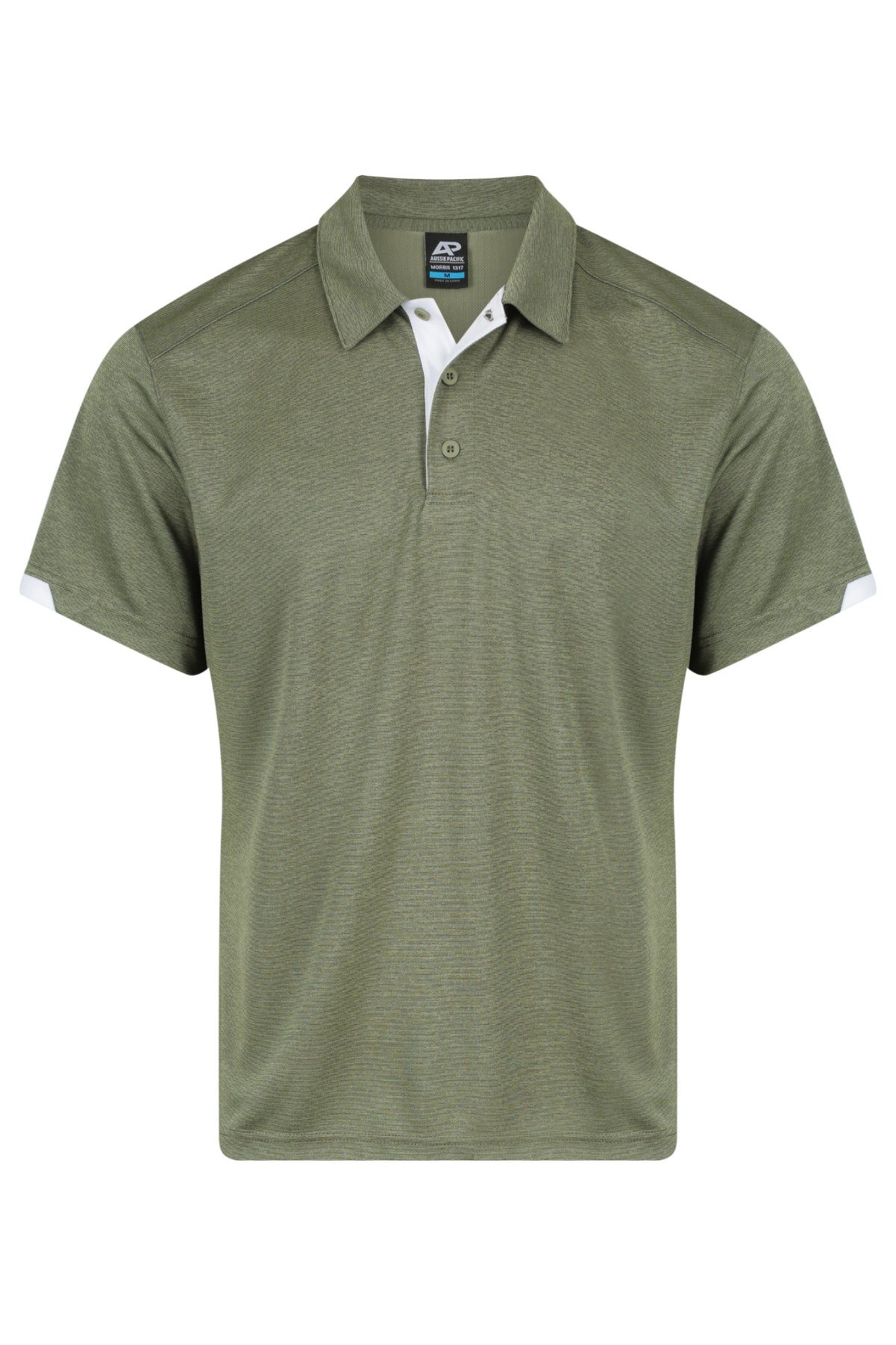 MORRIS MENS POLOS - ARMY GREEN/WHITE