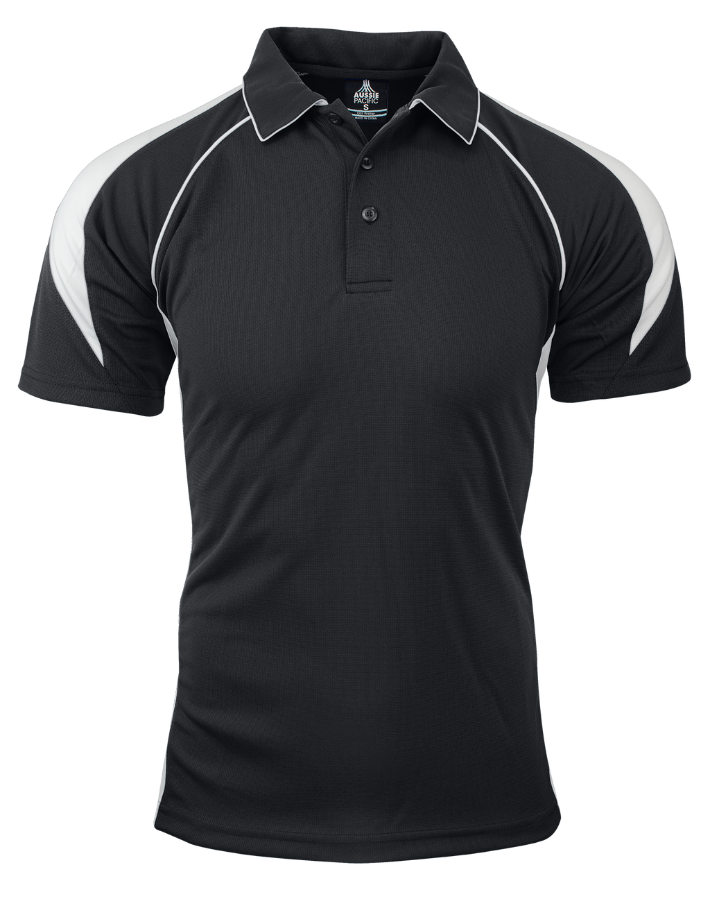 PREMIER MENS POLOS - BLACK/WHITE