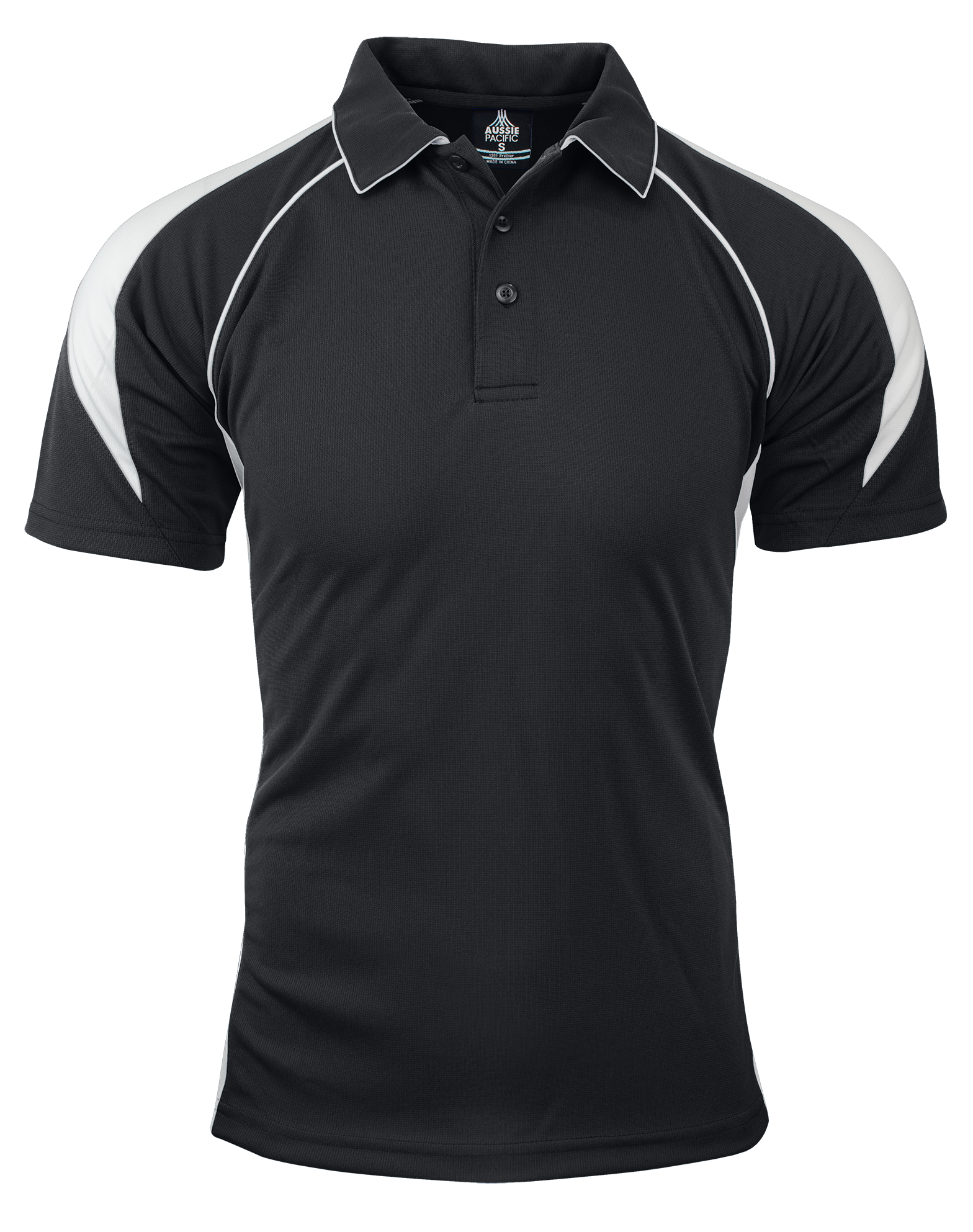 PREMIER MENS POLOS - BLACK/WHITE