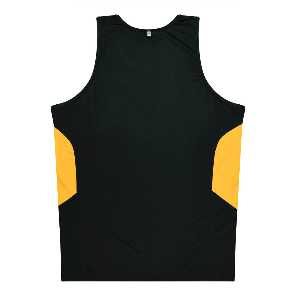TASMAN MENS SINGLETS - BLACK/GOLD